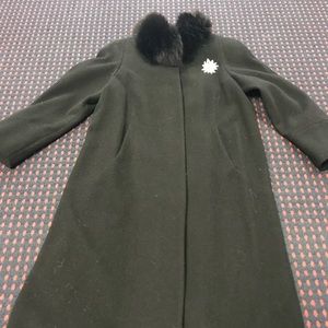 Black fur trimmed winter coat